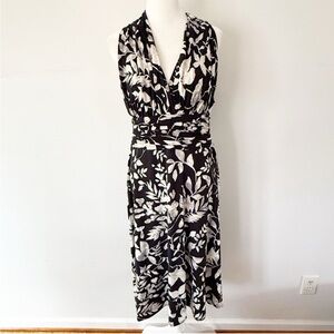 Vintage Womens Y2K Floral Sleeveless Halter Midi Dress Sz 10 Party Femme Office